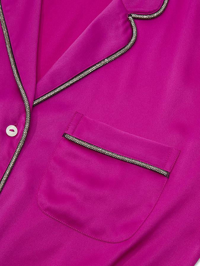 Glazed Satin Shine Long Pajama Set image number 2