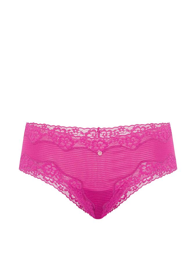 Cotton Shadow Stripe Lace-Waist Cheeky Panty image number 2