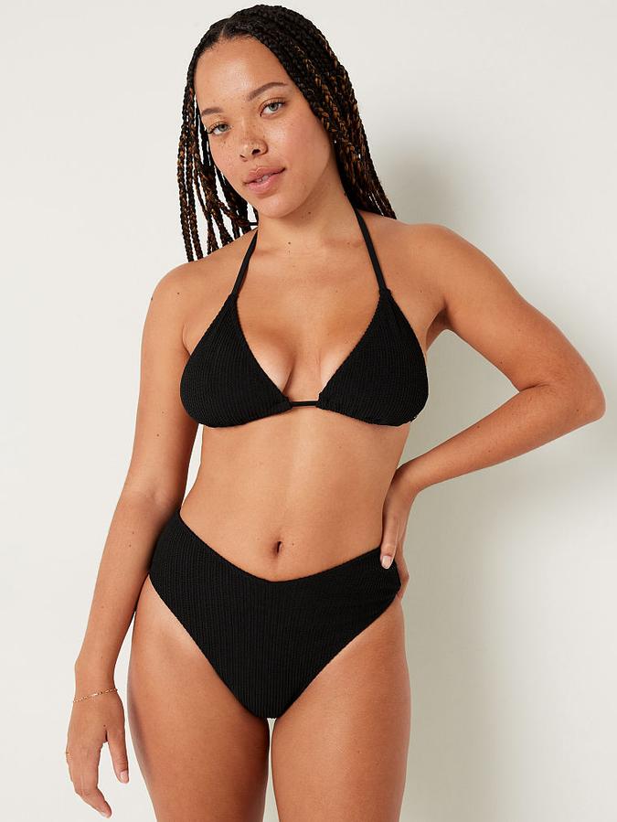 Crinkle High-Waist Cheeky Bikini Bottom image number 0