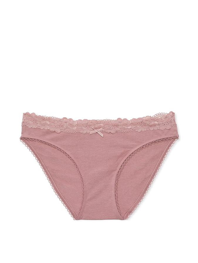 Stretch Cotton Lace-Waist Bikini Panty image number 2