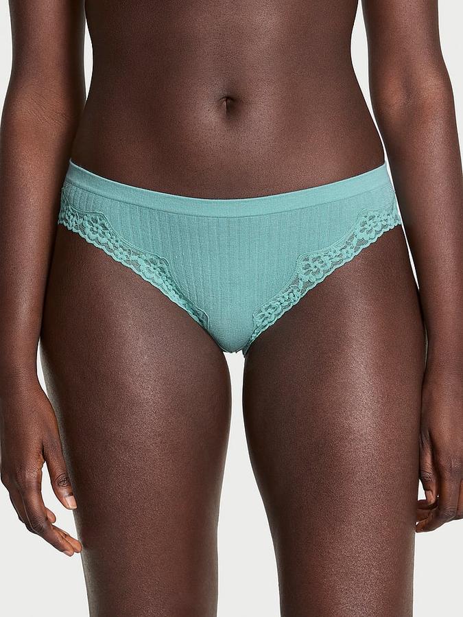 Seamless Rib Lace-Trim Bikini Panty