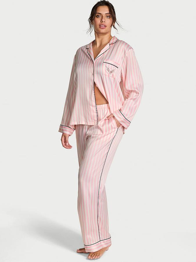 Glazed Satin Long Pajama Set image number 0