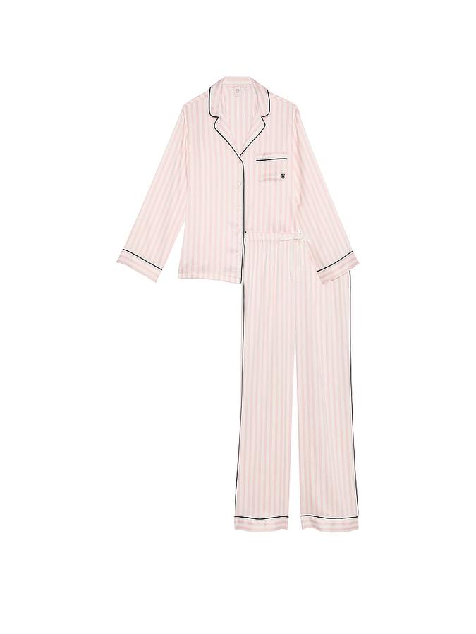 Glazed Satin Long Pajama Set image number 2