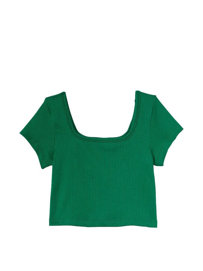 Seamless Rib Short-Sleeve Crop Top image number 2