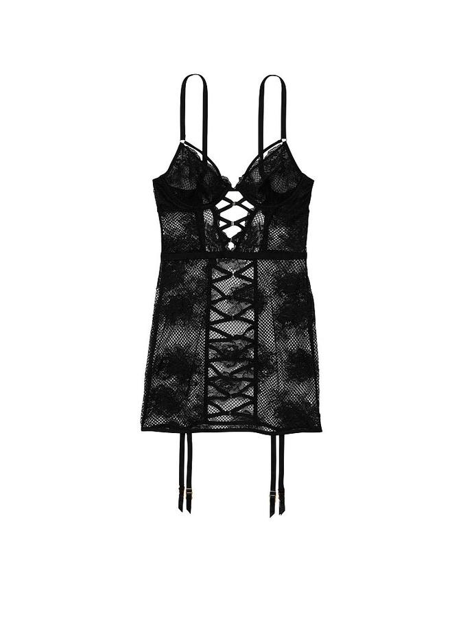 Fishnet Floral Garter Slip image number 2