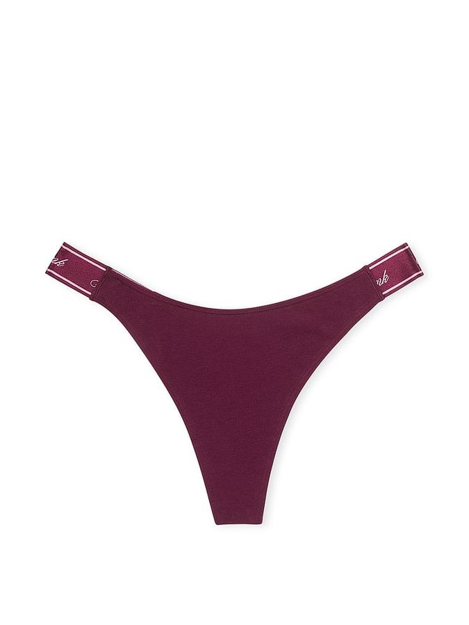 Logo Cotton High-Leg Thong Panty image number 1