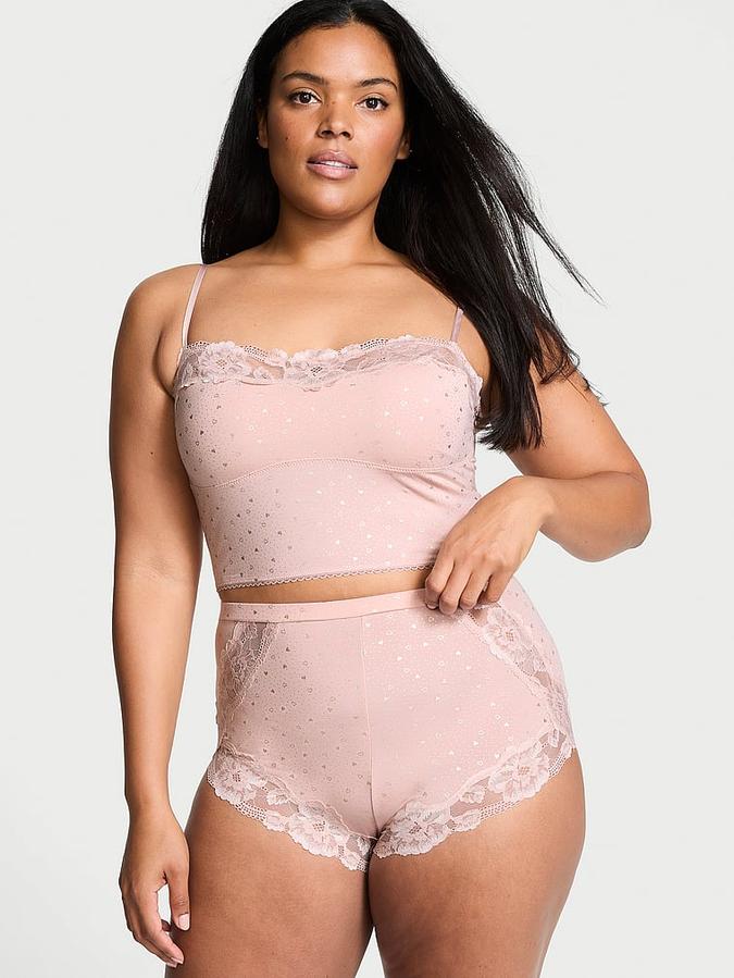 Modal & Lace Trim Straight-Neck Cami Set image number 0