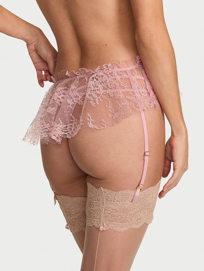 Rosette Reverie Embroidery Flutter Garter Belt