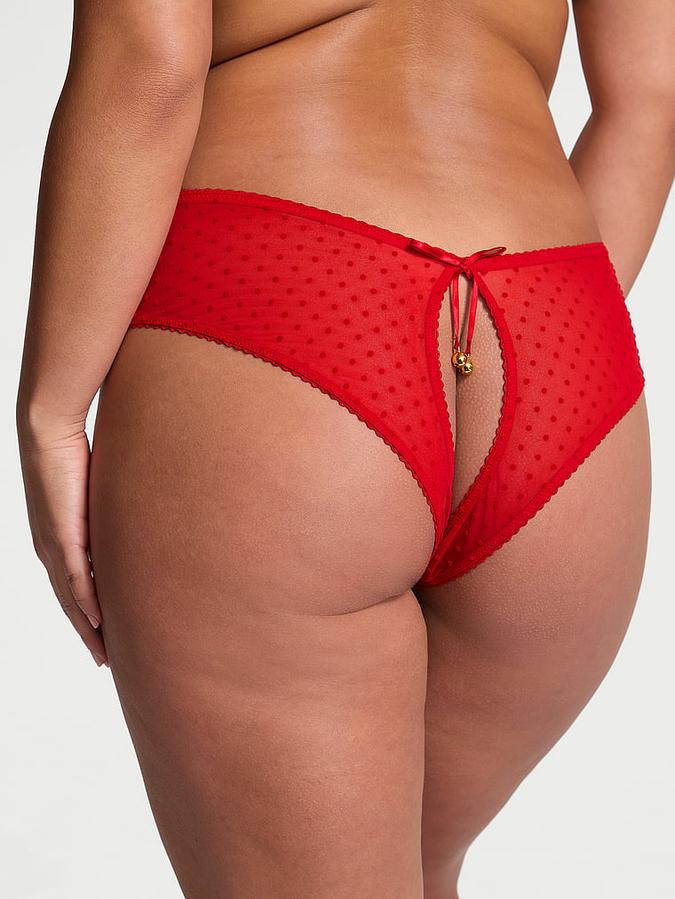 Jingle Bells Mesh Crotchless Cheeky Panty image number 1