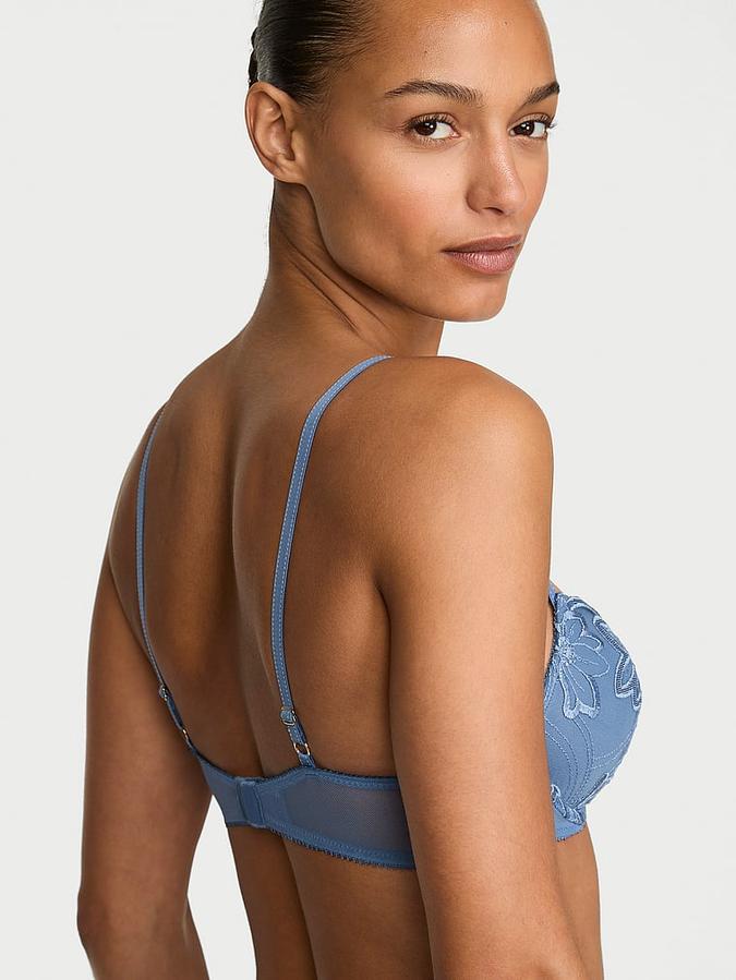 Denim Embroidery Push-Up Bra