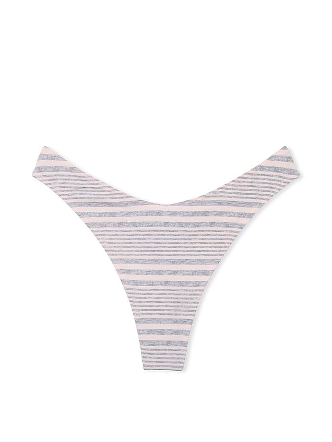 Stretch Cotton High-Leg Scoop Thong Panty image number 2