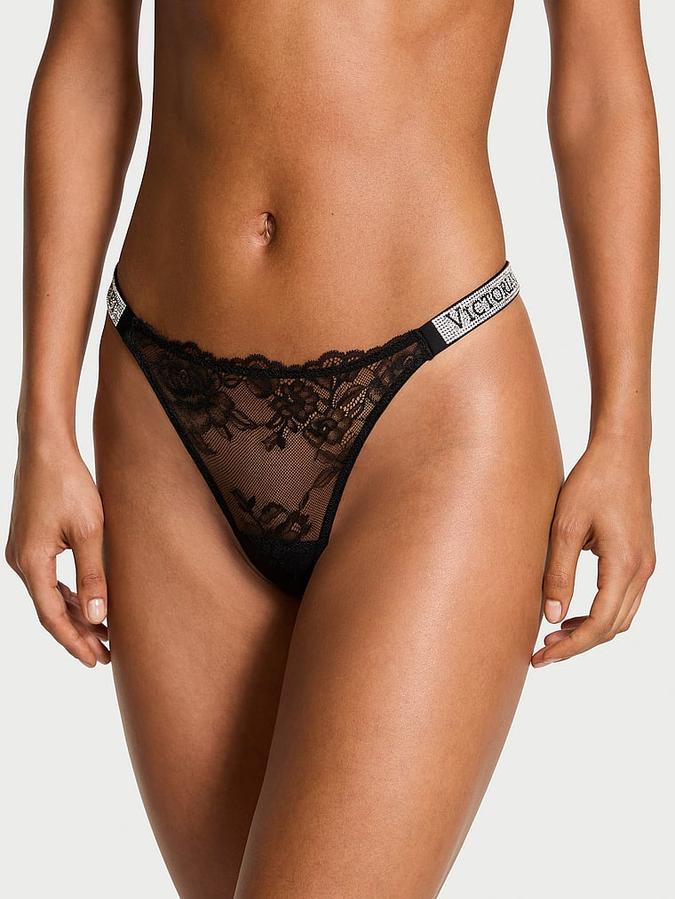 Shine Strap Lace Thong Panty