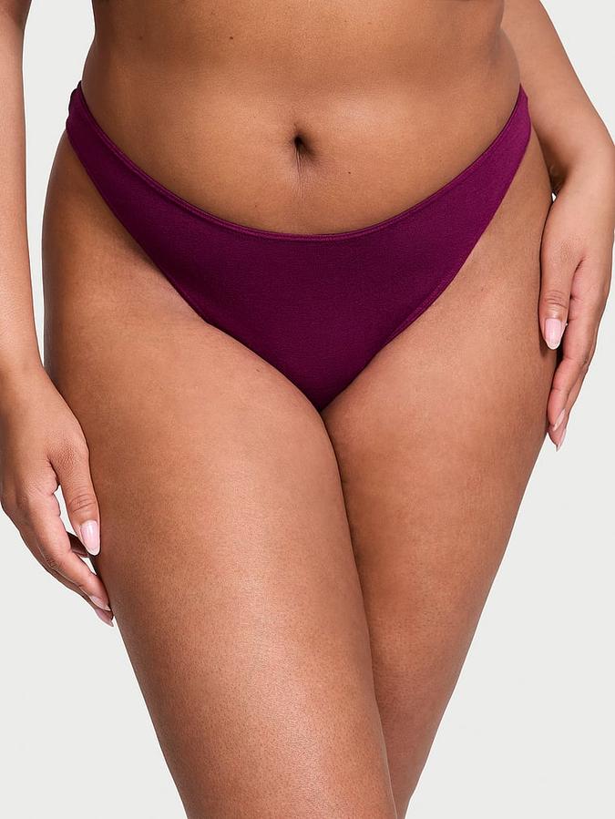 Stretch Cotton High-Leg Scoop Thong Panty image number 0