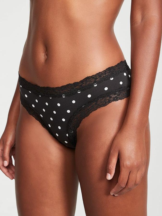Lace-Waist Cotton Cheeky Panty image number 0