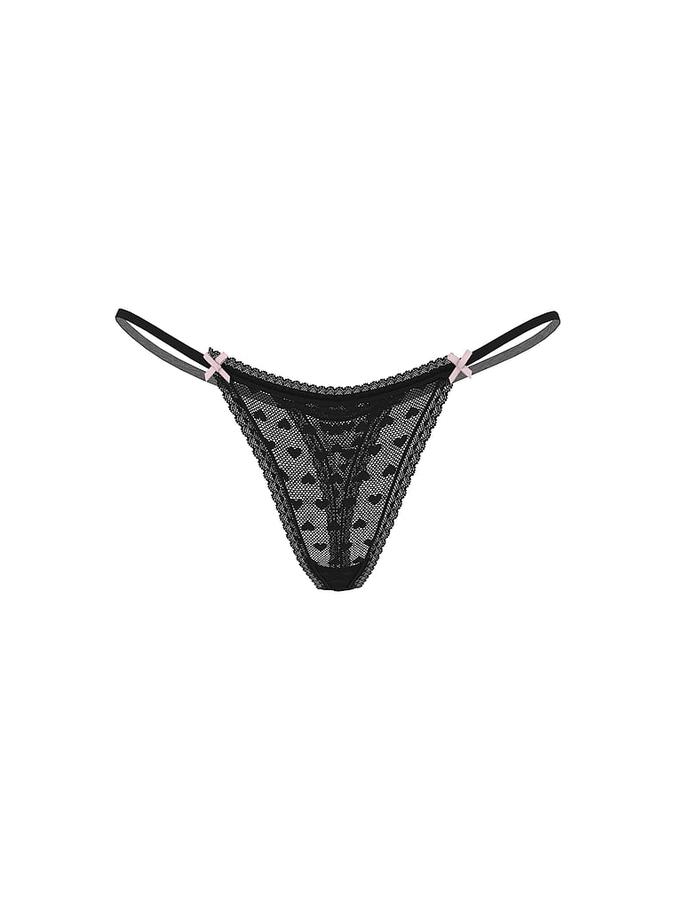 Heart Lace String Thong Panty image number 2