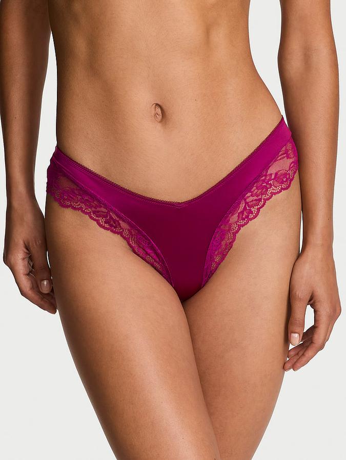 Rose Lace-Trim High-Leg Cheeky Panty