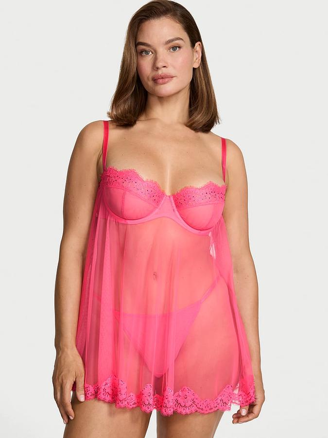 Twinkle Chiffon Balconette Babydoll Set