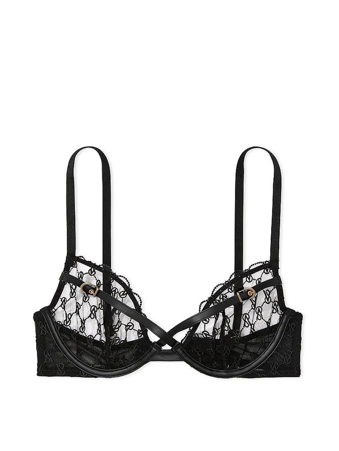 VS Logo Embroidery Unlined Low-Cut Demi Bra image number 0