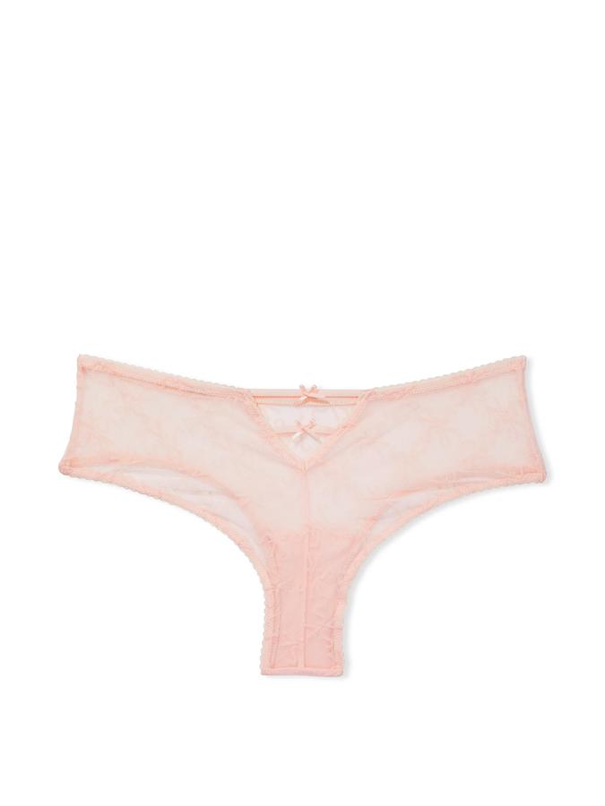 Flocked Logo Mesh Cheeky Panty