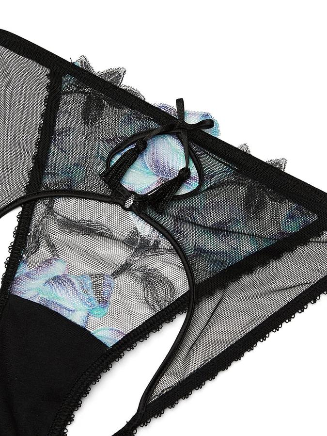 Electric Orchid Embroidery Open-Back String Bikini Panty image number 3