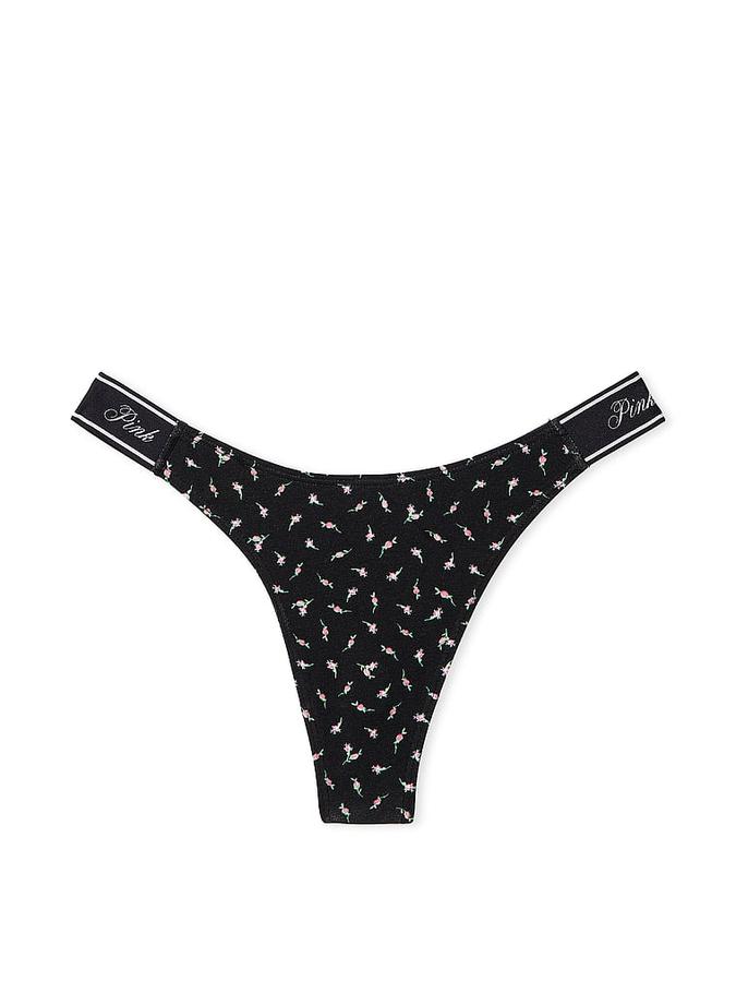 Logo Cotton Scoop Thong Panty