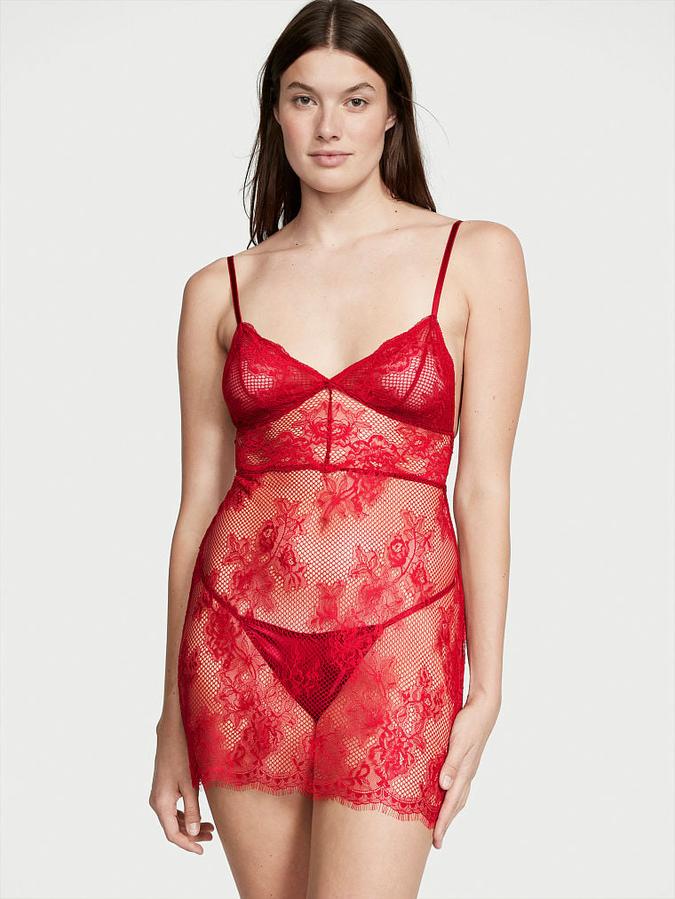 Fishnet Floral Mesh Lace Slip Dress image number 0