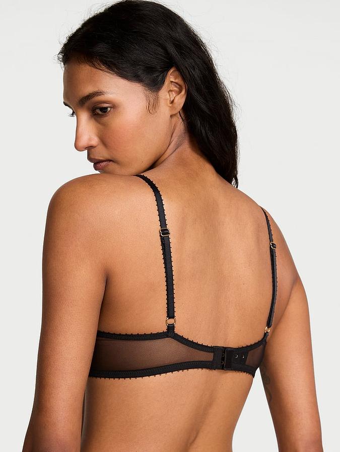 Cherry Embroidery Sequin Shine Unlined Demi Bra