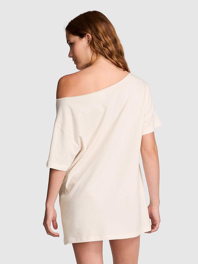Campus Cotton Off-The-Shoulder Tee image number 1