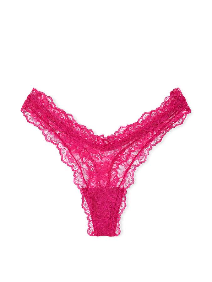 Rose Lace High-Leg Thong Panty