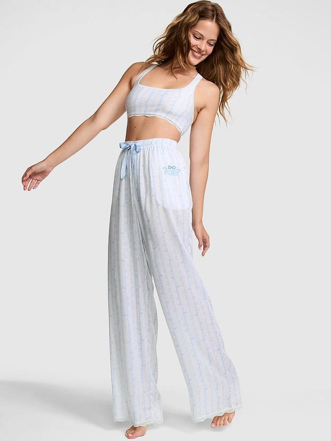 PINK x LoveShackFancy Silky Sleep Pants image number 0