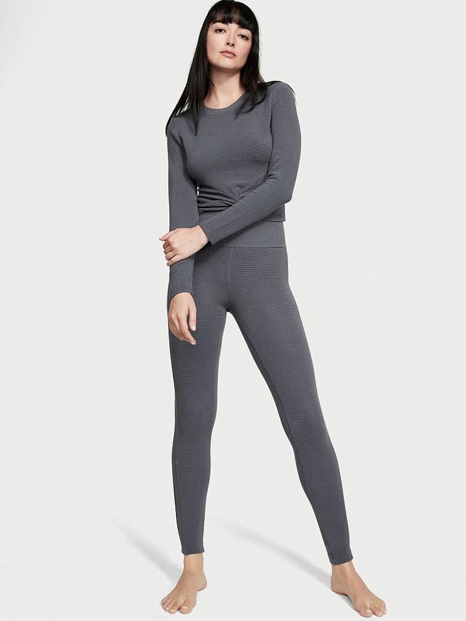 Double Waffle Knit Twist-Front Long-Sleeve Top image number 3