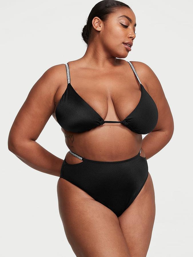 Shine Strap High-Waist Cheeky Bikini Bottom image number 1