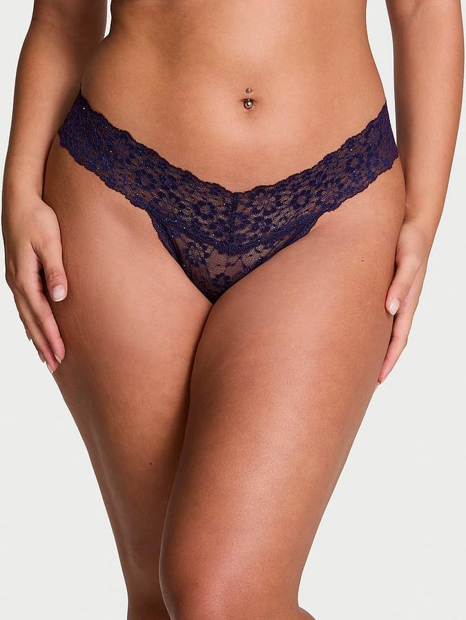 Sequin Posey Lace Thong Panty image number 0