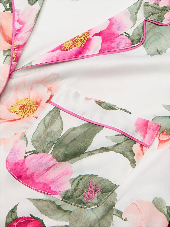 Glazed Satin Long Pajama Set image number 3