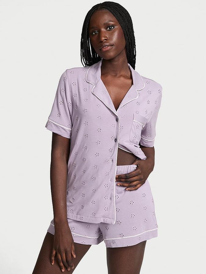 Modal Soft Eyelet Short Pajama Set image number 0