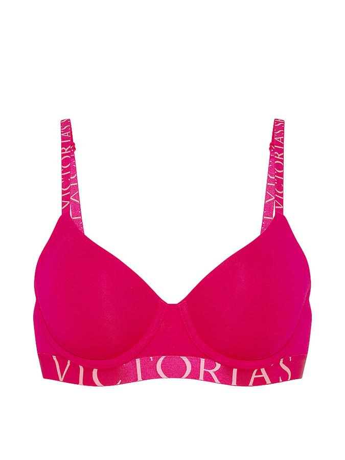 Cotton Exploded Logo Lightly Lined Demi Bra image number 2