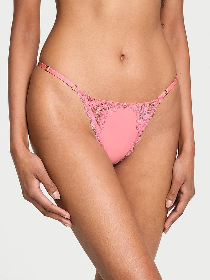 Lace-Trim Adjustable V-String Panty