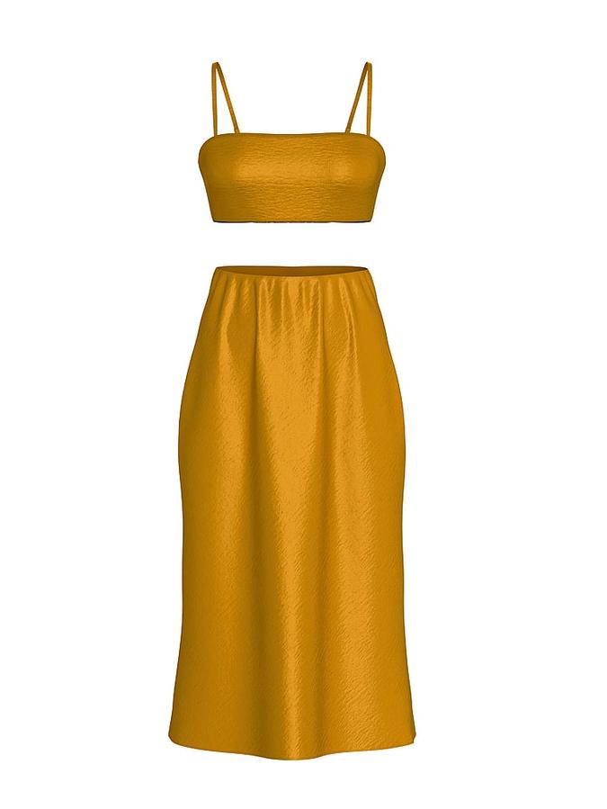Luxe Satin Crop Bandeau Top & Slip Skirt Set image number 2