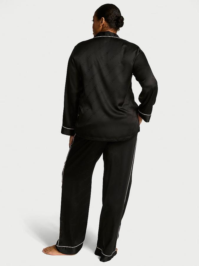 Glazed Satin Long Pajama Set image number 1