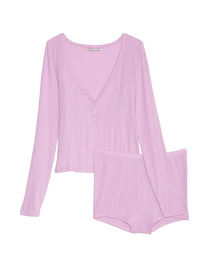 Ribbed Modal Henley Short Set image number 2