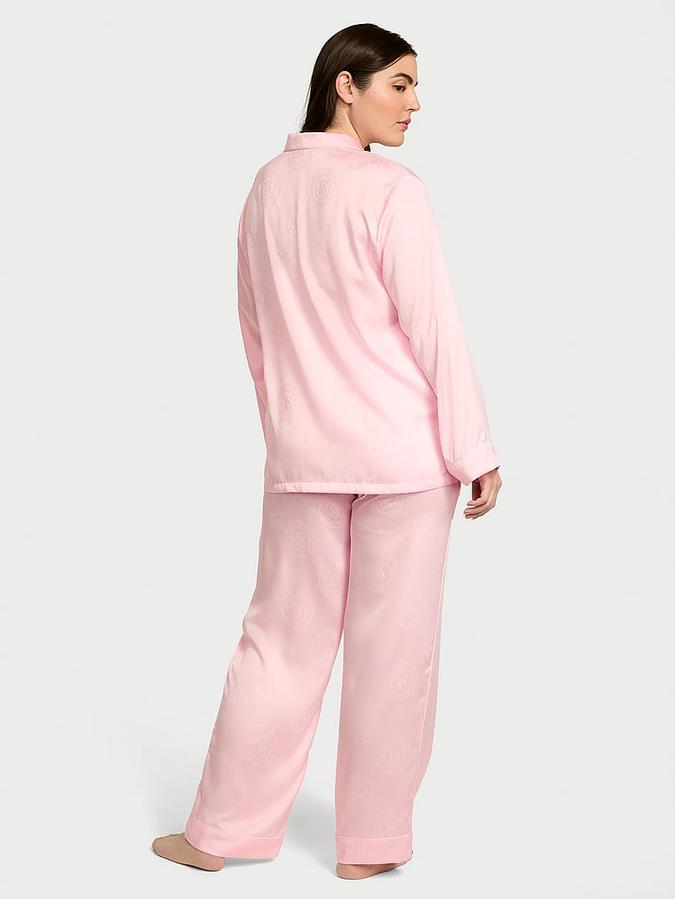 Glazed Satin Long Pajama Set image number 1