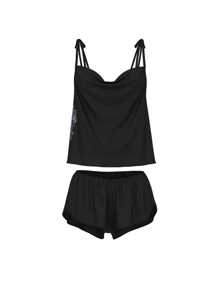 Electric Orchid Embroidery Satin Cami Set image number 2