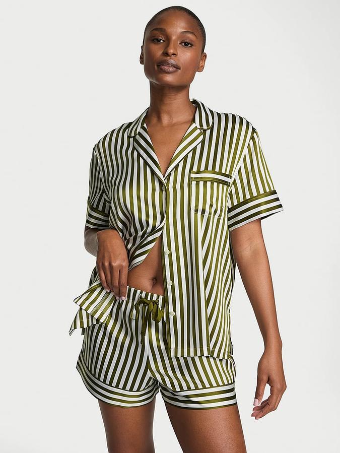 Glazed Satin Short Pajama Set image number 0