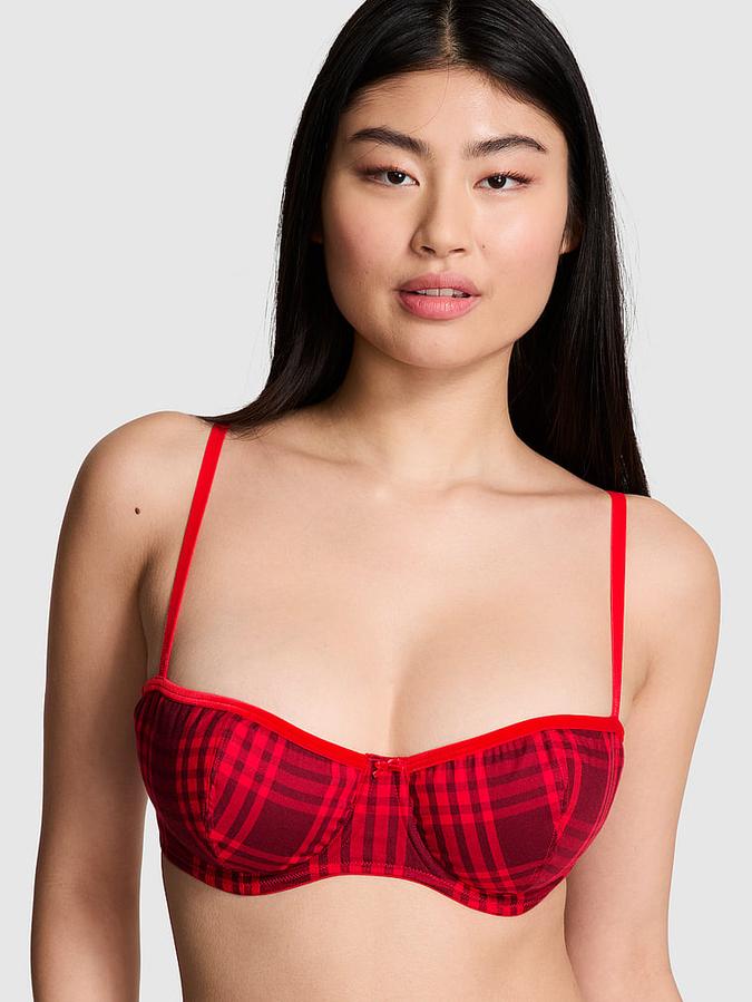 Festive Flannel Unlined Balconette Bra image number 0
