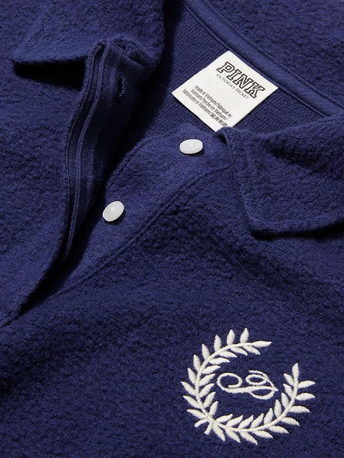Reverse Fleece Cropped Polo Sweatshirt image number 3