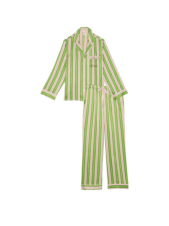 Glazed Satin Long Pajama Set image number 2