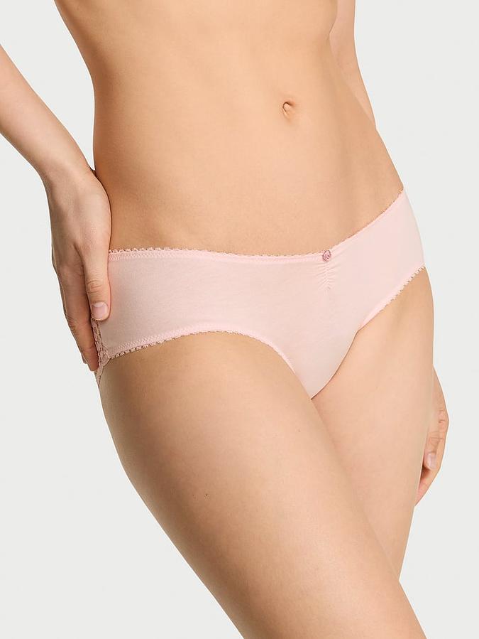 Stretch Cotton Heart Lace Hiphugger Panty