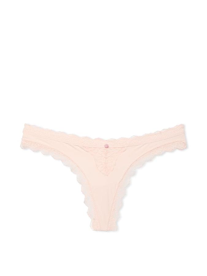 Lace-Trim Thong Panty image number 1