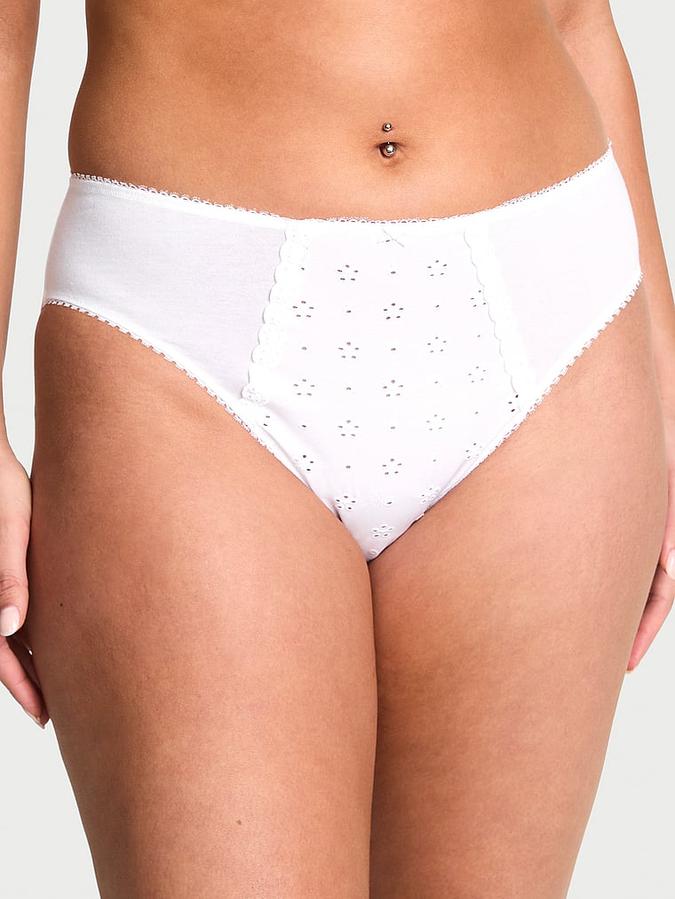 Stretch Cotton Eyelet High-Leg Brief Panty image number 0