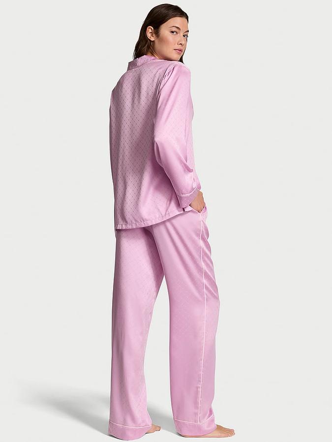 Glazed Satin Heart Long Pajama Set